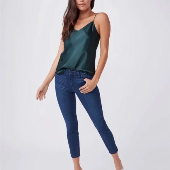 PAIGE Transcend Verdugo Crop Jeans Midlake Wash - Picture 1 of 4